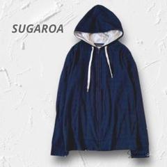 R3099＊SUGAROA ジップアップパーカー ネイビー L 薄手アウター