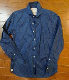 MEN'S MELROSE ネイビー ペイズリーシャツ