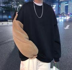 トレーナー 熊 ユニセックス メンズ スウェット ブラック 韓国 ゆった XXL