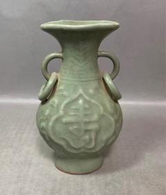 中国 青磁福寿文字入不遊鐶瓶　f1230901 中国 青磁福寿文字入不遊鐶瓶 f1230901 - メルカリ