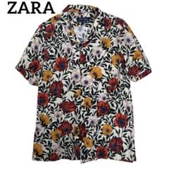 ZARA ザラ 総柄レーヨン100オープンカラーシャツ 花柄 ボタニカル