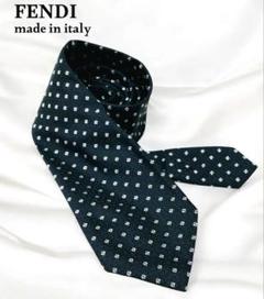 極美品☆FENDI フェンディ ブラック ネクタイ ズッカ柄 シルク 100%