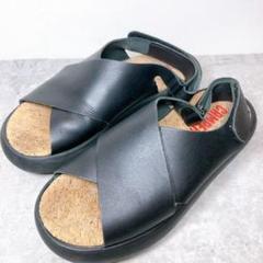CAMPERカンペール レザーサンダル ブラッ PELOTAS FLOTA