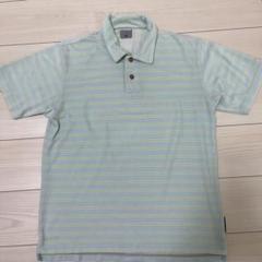 Columbia ポロシャツ M 水色と黄色のストライプ