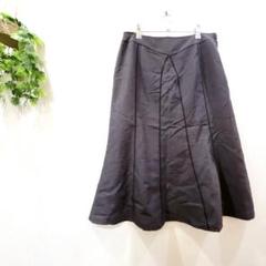 美品　フレアスカート　黒　デニム風　膝丈　オフィス　スーツ