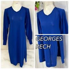 GEORGES RECH ワンピース 38(M相当)ブルー パフスリーブ 美品