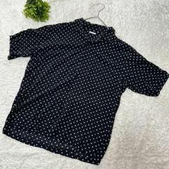 【ジーユー GU】 半袖 ドット柄シャツ (L) ブラック