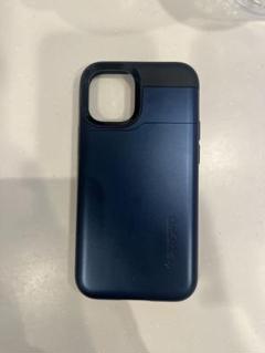 ネイビー iPhone13mini 用ケース Spigenカード収納あり