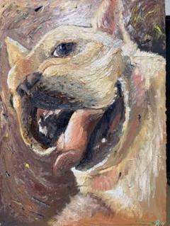 フレンチブルドッグ　犬の油彩画 表現主義 フレンチブルドッグ 犬の油彩画 表現主義 - メルカリ