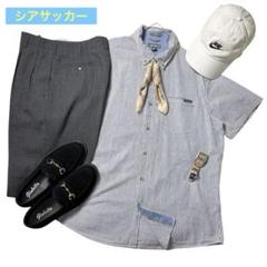 Eddie Bauer シアサッカー 半袖シャツ ストライプ 古着 L ボックス