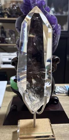 極上品　超透明　ブラジル産　水晶ポイント　台座付　クリスタル　白水晶