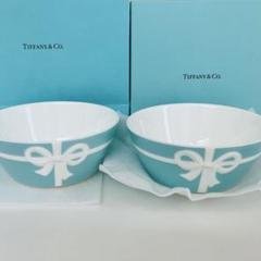 【新品未使用】Tiffany & Co. リボンデザインボウル 2個セット TIFFANY&Co. 未使用 ティファニー ボウシリーズ リボン ブルー