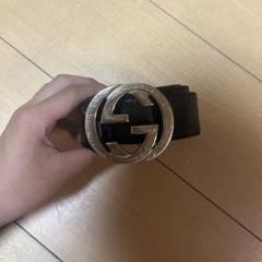 希少】GUCCI ブラックレザーベルト ダブルGロゴ
