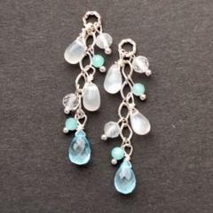【現品のみ】ブルートパーズ×ホワイトムーンストーン♡チャーム(シルバー)♡天然石