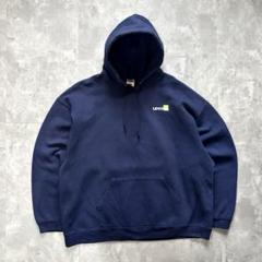 希少 00s 古着 企業ロゴ LEVITON スウェットパーカー 2XLネイビー