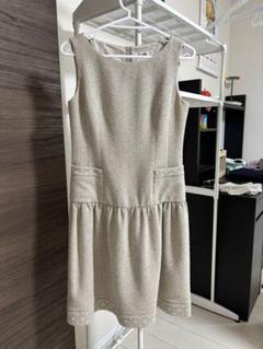Rene ルネ ♡ ストレッチ フレア ワンピース 34 リボン ベージュ
