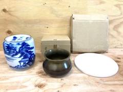 未使用 新作茶道家具 茶道具揃一式 染付水指 茶碗 青磁建水等 十一点セット元箱 gekkouen-outlet_22-6111