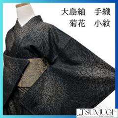未着用　大島紬　手織り　菊花　花火　小紋　着物　024a p