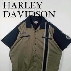 HARLEY DAVIDSON 半袖オープンカラーシャツ 刺繍ロゴ XXXL