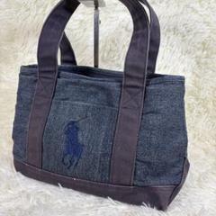 美品 ポロラルフローレン デニム トートバッグ ビックポニー刺繍 大容量 希少 ポロラルフローレン デニム トートバッグ 大容量 A3 ビッグ