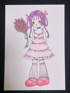 フリルドレスの女の子イラスト 原画 自作イラスト