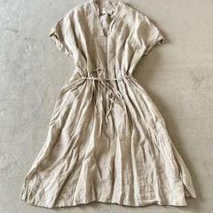 ARGUE アギュー リネンカフタンワンピース ウエストリボン