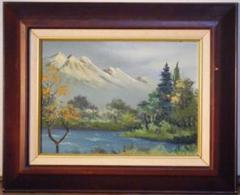 緑の田代池　横山和男　真作　風景画　油絵 緑の田代池 横山和男 真作 絵画 油絵（緑の田代池 横山和男 真作