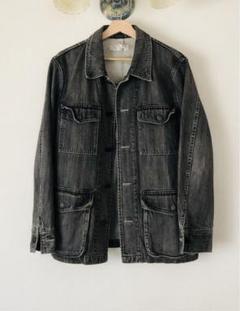 ダークグレー デニムカバーオール デニムジャケット M 綿 美品