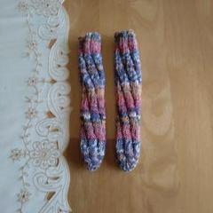 ハンドメイド　手編み　コットン混　ベビーのスパイラルソックス