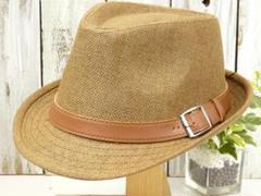 【新品】シンプル　ストローハット　ブラウン　男女OK　メンズ　レディース