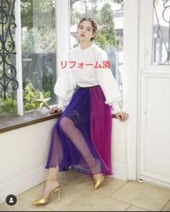 【新品・タグ付き】ADELLY ロングプリーツスカート 花柄 黒 紫 新品・タグ付き】ADELLY ロングプリーツスカート 花柄 黒 紫