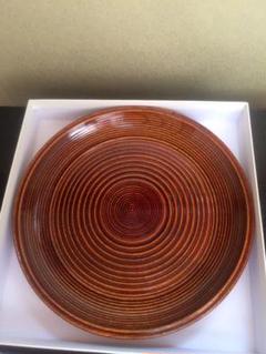 茶道具 山中塗 前端雅峯作 木目 中棗 紫野 前田昌道書付 共箱 V 7072