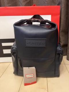 HUNTER ネイビー ラバーレザーリュック レディース メンズ A4 通勤 HUNTER ネイビー ラバーレザーリュック レディース メンズ A4