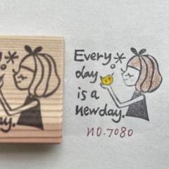 スタンプ☆sale☆No.7080 毎日が新しい日　トリを手にした女の子のサムネイル