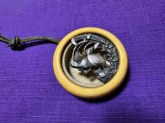 時代物　欠点無し！鏡蓋根付　饅頭根付　夫婦鶉図　銀無垢（提げ物印籠煙草入れ煙管入 m45331897471_1.jpg?1738691364