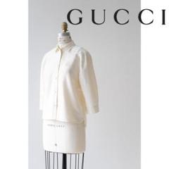 美品⭕️グッチ ブラウス シルク100% 花柄 シアー　シフォン　希少　イタリア製 美品⭕️グッチ ブラウス シルク100% 花柄 シアー シフォン 希少