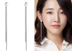 q19数量限定】韓国デザイン☆ピアス ロングチェーン シルバー お洒落16