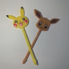 Pokemon　Cafe　ピカチュウ　イーブイ　ピック　２本セット