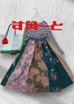 887 スカート　ほおずき　手ぬぐい　手拭い　リメイク　ハンドメイド 887 スカート ほおずき 手ぬぐい 手拭い リメイク ハンドメイド