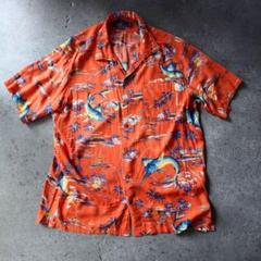 90年代 ポロラルフローレン レーヨン アロハシャツカジキ 柄 L