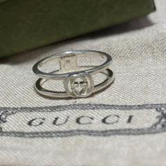 GUCCI シルバー ダブルリング 20号　グッチ　指輪