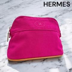 HERMES★エルメス ボリードポーチハイビスカス ピンク Aランク エルメス ボリード ポーチMM ハイビスカス レディース