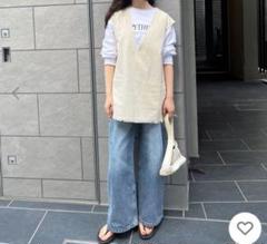 新品タグ付き　feepur フェピュール　Ｖネックベスト　フリンジ　リネン混
