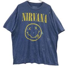 ニルヴァーナ メンズバンドTシャツ 2XL SM スマイル ロゴ 薄紺【4619