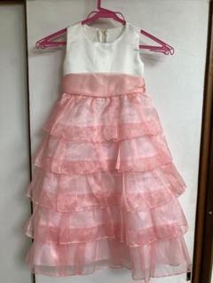 薔薇のモチーフボレロ付きの5段フリル付きの袖なしワンピースドレス120サイズ