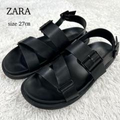 美品✨ZARA ザラ レザーサンダル メンズ ブラック 27㎝ - メルカリ