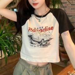 Tシャツ ロゴ ブラック アイボリー 韓国 レディース XXL