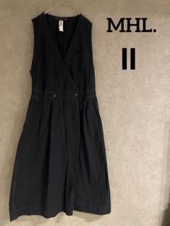 マーガレットハウエル　ウールスカート　ネイビー MHL. マーガレットハウエル ジャンパースカート ネイビー Ⅱ 美