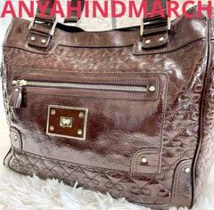 ANYAHINDMARCH トートバッグ　エナメルバッグ　キルティング　大容量