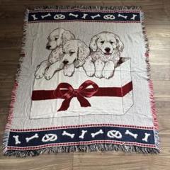 子犬デザインラグ フリンジ付き